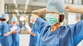  Presentation with emergency room - PPT layouts with surgeon-in-the-emergency-room background and a coral colored foreground