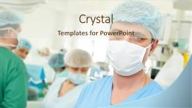  Presentation with surgery room - Slide deck featuring surgeon in uniform after surgery background and a  colored foreground