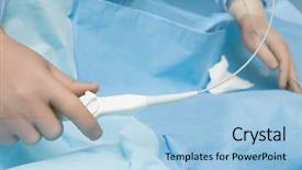  Presentation with flexible - Colorful presentation theme enhanced with surgeon manipulating a flexible catheter backdrop and a light blue colored foreground