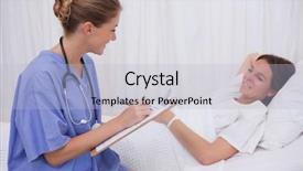  Presentation with bedridden patient - Audience pleasing PPT layouts consisting of surgeon questioning bedridden patient backdrop and a light blue colored foreground