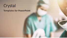  Presentation with surgical - PPT theme with surgeon smiling in a surgical background and a coral colored foreground