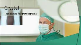  Presentation with surgical - Amazing slide deck having surgeon standing next to a x-ray light in a surgical room backdrop and a soft green colored foreground