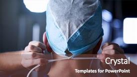  Presentation with surgical nurse - Beautiful presentation theme featuring surgeon tying surgical cap backdrop and a tawny brown colored foreground