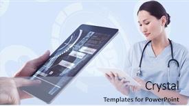  Presentation with digital hospital - PPT layouts consisting of surgeon using digital tablet background and a  colored foreground
