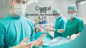  Presentation with healthcare workers - PPT layouts consisting of surgeon wearing gloves with blood background and a  colored foreground