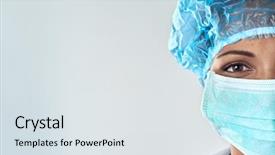  Presentation with medical procedure - Presentation having surgeons - close up of confident female background and a sky blue colored foreground