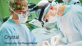  Presentation with operating room - Cool new PPT theme with surgeons - male cardiac surgeon at child backdrop and a light blue colored foreground