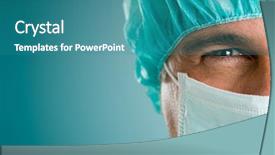  Presentation with camera - Amazing slide set having surgeons - mature male surgeon gazing backdrop and a teal colored foreground