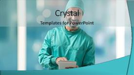  Presentation with ideas opthalmic surgeon - Colorful theme enhanced with surgeons - surgeon using a tablet backdrop and a light blue colored foreground