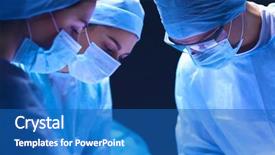  Presentation with operating room - PPT theme enhanced with surgeons - team surgeon at work background and a teal colored foreground