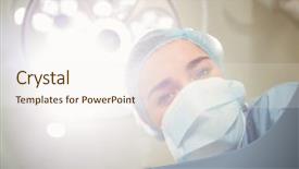  Presentation with university - Colorful theme enhanced with surgeons - young surgeon looking down backdrop and a cream colored foreground