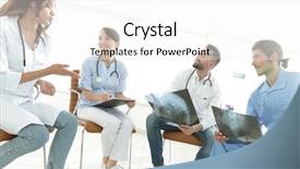  Presentation with successful group of surgeons - Amazing PPT theme having surgeons and medical professional staff backdrop and a  colored foreground