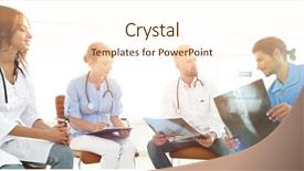  Presentation with successful group of surgeons - Beautiful theme featuring surgeons and medical professional staff backdrop and a  colored foreground