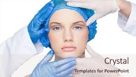  Presentation with surgical - Beautiful PPT theme featuring surgeons examining content blonde wearing blue surgical cap on white background backdrop and a lemonade colored foreground