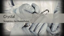  Presentation with instrument - Amazing PPT layouts having surgeon's hands holding medical backdrop and a light gray colored foreground