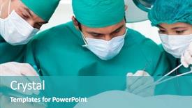  Presentation with medical procedure - Presentation theme with surgeons in operative room medical background and a teal colored foreground