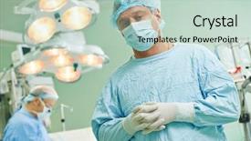  Presentation with heart surgery - Presentation theme featuring surgeons in uniform perform heart background and a soft green colored foreground