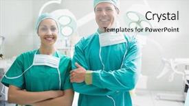  Presentation with theatre - Colorful PPT theme enhanced with surgeons looking at camera backdrop and a white colored foreground