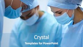  Presentation with operating room - Beautiful PPT theme featuring surgeons operation - team surgeon at work backdrop and a teal colored foreground