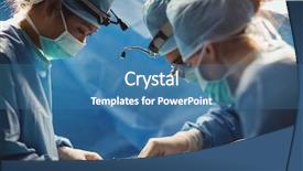  Presentation with operation room - PPT layouts featuring surgeons performing operation in operation background and a teal colored foreground