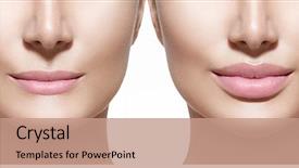  Presentation with sexy - Presentation theme featuring surgery - after lip filler injections background and a coral colored foreground