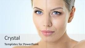  Presentation with aging skin - Slide set featuring surgery - aging and youth concept beauty background and a coral colored foreground