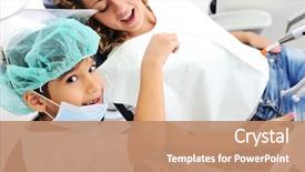  Presentation with parent child teen - Theme featuring oral surgery - child teeth checkup at dentist's background and a coral colored foreground