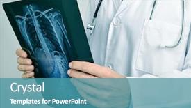  Presentation with skeleton - PPT layouts enhanced with surgery - closeup of a young caucasian background and a teal colored foreground