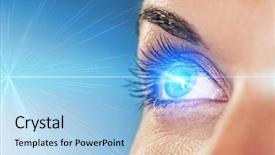  Presentation with eye surgery - Amazing slides having surgery - eye on blue background shallow backdrop and a light blue colored foreground