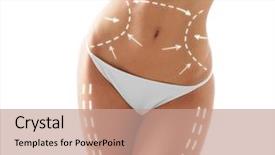  Presentation with body fat - Cool new PPT theme with surgery - female body with the drawing backdrop and a coral colored foreground
