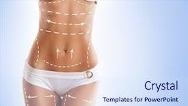  Presentation with body fat - PPT theme with surgery - female body with the drawing background and a sky blue colored foreground