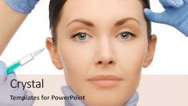  Presentation with beauty - Presentation design enhanced with facial surgery - health and beauty concept background and a coral colored foreground