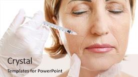  Presentation with acid - Beautiful slides featuring surgery - hyaluronic acid injection for facial backdrop and a coral colored foreground