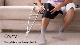  Presentation with sports injury - Cool new presentation theme with surgery - injured man recovering at home backdrop and a mint green colored foreground