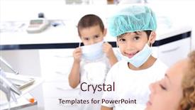  Presentation with office king - PPT theme having oral surgery - kid teeth checkup at dentist's background and a lemonade colored foreground