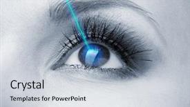  Presentation with eye surgery - Cool new theme with surgery - laser vision correction woman's eye backdrop and a light gray colored foreground