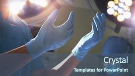  Presentation with surgery - Cool new slide deck with surgery - midsection view of hands backdrop and a ocean colored foreground