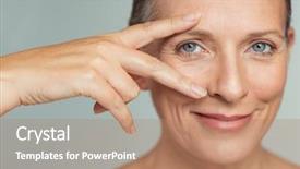  Presentation with eye surgery - Audience pleasing PPT layouts consisting of surgery - portrait of smiling senior woman backdrop and a coral colored foreground