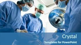  Presentation with team work - Slides with surgery - portrait of team of surgeons background and a ocean colored foreground