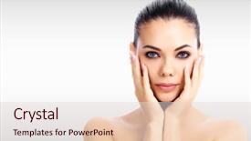  Presentation with grey - Presentation design with surgery - pretty woman against a grey background and a lemonade colored foreground