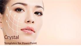  Presentation with concept of biochemistry dna - PPT theme featuring surgery - pretty woman portrait antiaging concept background and a lemonade colored foreground