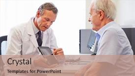  Presentation with doctor office - Colorful presentation theme enhanced with surgery - senior patient having consultation backdrop and a coral colored foreground