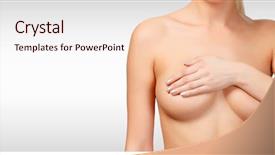  Presentation with breast cancer - Beautiful slides featuring surgery - woman controlling breast for cancer backdrop and a sky blue colored foreground