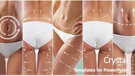  Presentation with body fat - PPT theme with surgery abdomen - collage of a female body background and a coral colored foreground