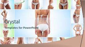  Presentation with body fat - PPT theme having surgery abdomen - collage of a female body background and a sky blue colored foreground