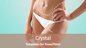  Presentation with body fat - Cool new slide set with surgery abdomen - female body with the drawing backdrop and a coral colored foreground