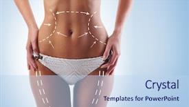  Presentation with body fat - Audience pleasing PPT theme consisting of surgery abdomen - sporty and fit girls body backdrop and a sky blue colored foreground