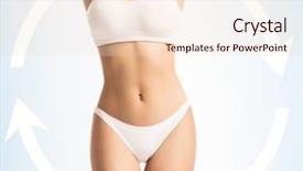  Presentation with women body - PPT layouts enhanced with surgery abdomen - women slim body in swimwear background and a lemonade colored foreground