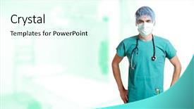  Presentation with xrays - Audience pleasing PPT theme consisting of surgery equipment - caucasian mid adult male doctor backdrop and a cool aqua colored foreground