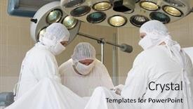  Presentation with work - PPT theme enhanced with surgery equipment - surgeons at work background and a  colored foreground
